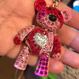 Valentines!!! Red teddy bear Necklace